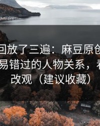 我反复回放了三遍：麻豆原创热度炸了-最容易错过的人物关系，看完你会改观（建议收藏）