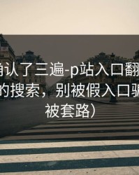 我反复确认了三遍-p站入口翻车了——最关键的搜索，别被假入口骗了（别被套路）