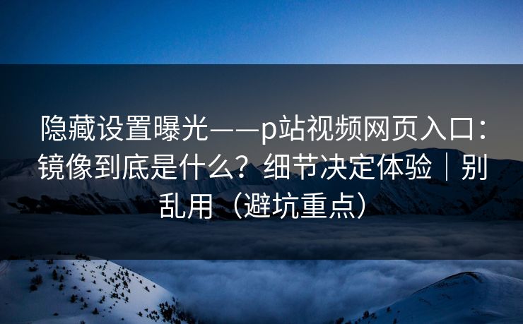 隐藏设置曝光——p站视频网页入口：镜像到底是什么？细节决定体验｜别乱用（避坑重点）