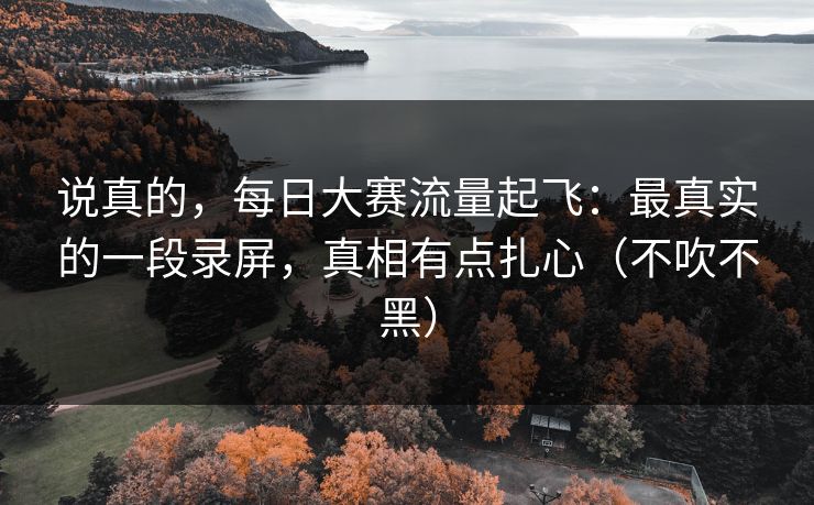 说真的，每日大赛流量起飞：最真实的一段录屏，真相有点扎心（不吹不黑）