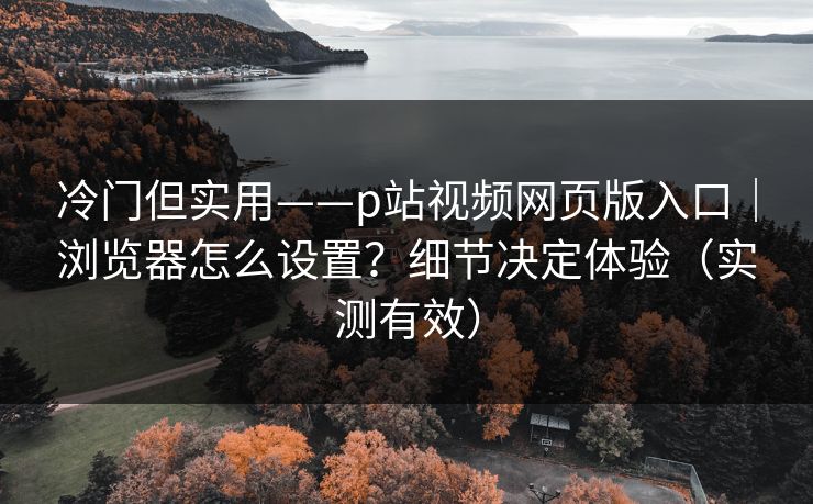 冷门但实用——p站视频网页版入口｜浏览器怎么设置？细节决定体验（实测有效）