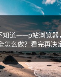 很多人不知道——p站浏览器，账号安全怎么做？看完再决定