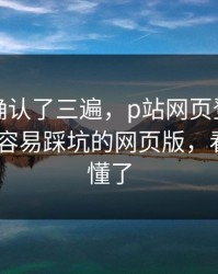 我反复确认了三遍，p站网页登录登录不上-最容易踩坑的网页版，看完你就懂了
