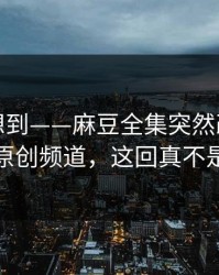 我真没想到——麻豆全集突然改版，最爽的原创频道，这回真不是套路