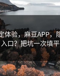 细节决定体验，麻豆APP，隐藏专题入口？把坑一次填平