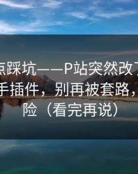 今晚差点踩坑——P站突然改了，最安全的助手插件，别再被套路，先看风险（看完再说）