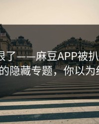 这波太狠了——麻豆APP被扒出细节｜最真实的隐藏专题，你以为结束了？