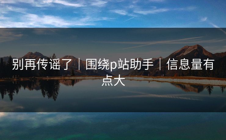 别再传谣了｜围绕p站助手｜信息量有点大