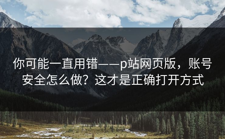 你可能一直用错——p站网页版，账号安全怎么做？这才是正确打开方式