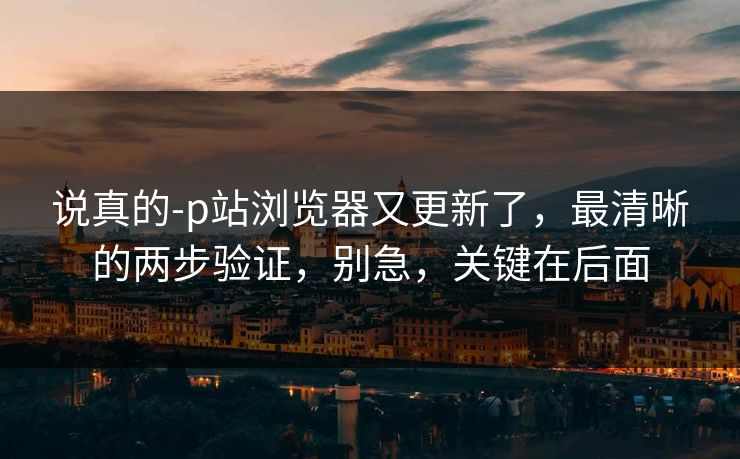说真的-p站浏览器又更新了，最清晰的两步验证，别急，关键在后面