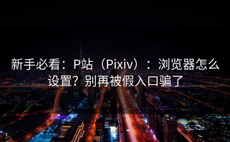 新手必看：P站（Pixiv）：浏览器怎么设置？别再被假入口骗了