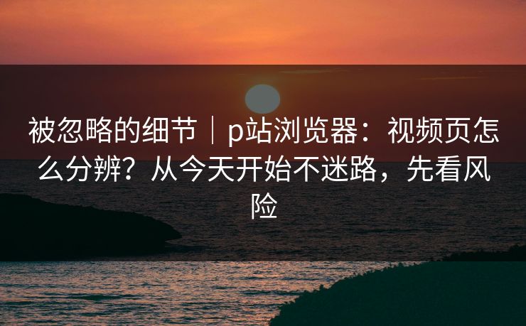 被忽略的细节｜p站浏览器：视频页怎么分辨？从今天开始不迷路，先看风险