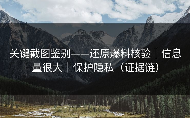 关键截图鉴别——还原爆料核验｜信息量很大｜保护隐私（证据链）