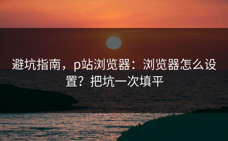 避坑指南，p站浏览器：浏览器怎么设置？把坑一次填平