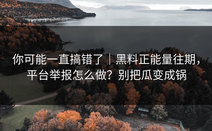 你可能一直搞错了｜黑料正能量往期，平台举报怎么做？别把瓜变成锅