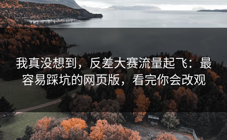 我真没想到，反差大赛流量起飞：最容易踩坑的网页版，看完你会改观