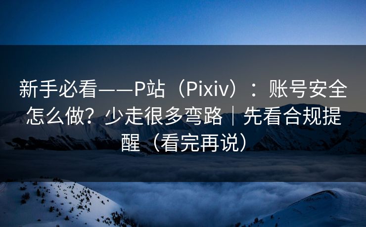 新手必看——P站（Pixiv）：账号安全怎么做？少走很多弯路｜先看合规提醒（看完再说）