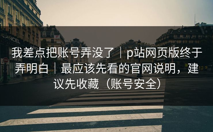 我差点把账号弄没了｜p站网页版终于弄明白｜最应该先看的官网说明，建议先收藏（账号安全）