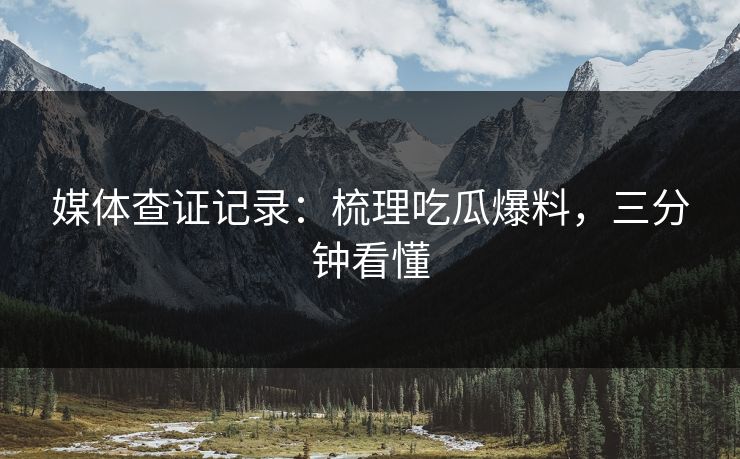 媒体查证记录：梳理吃瓜爆料，三分钟看懂