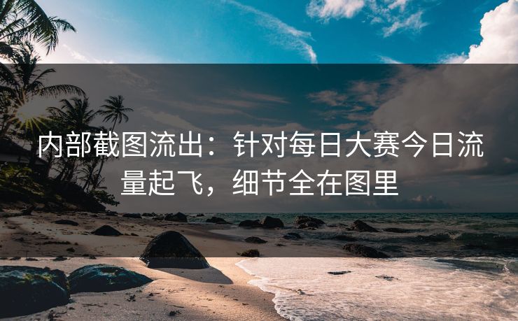 内部截图流出：针对每日大赛今日流量起飞，细节全在图里
