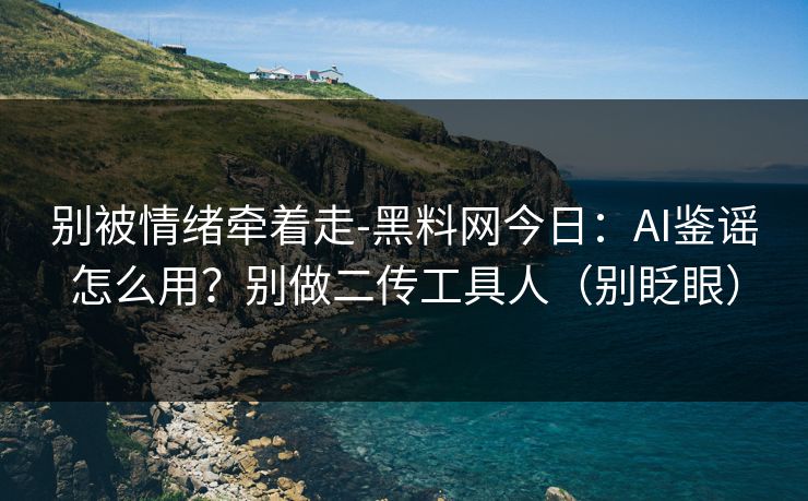 别被情绪牵着走-黑料网今日：AI鉴谣怎么用？别做二传工具人（别眨眼）