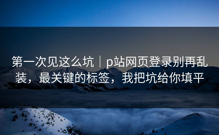 第一次见这么坑｜p站网页登录别再乱装，最关键的标签，我把坑给你填平